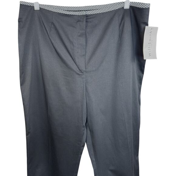 Willi Smith Stretch Black Pants Size 14 Gingham Trim Career Trousers NWT - Picture 2 of 15